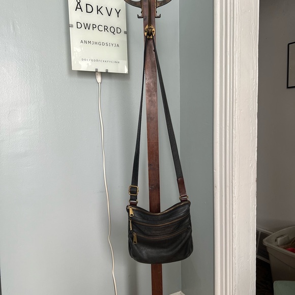 Fossil Black Leather Crossbody Bag with Brass Accents - Picture 11 of 11